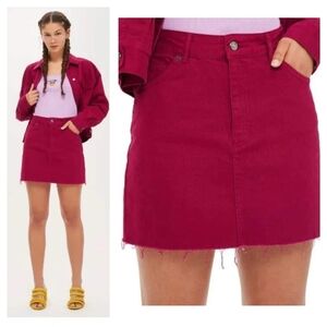 Topshop MOTO Denim Magenta Skirt